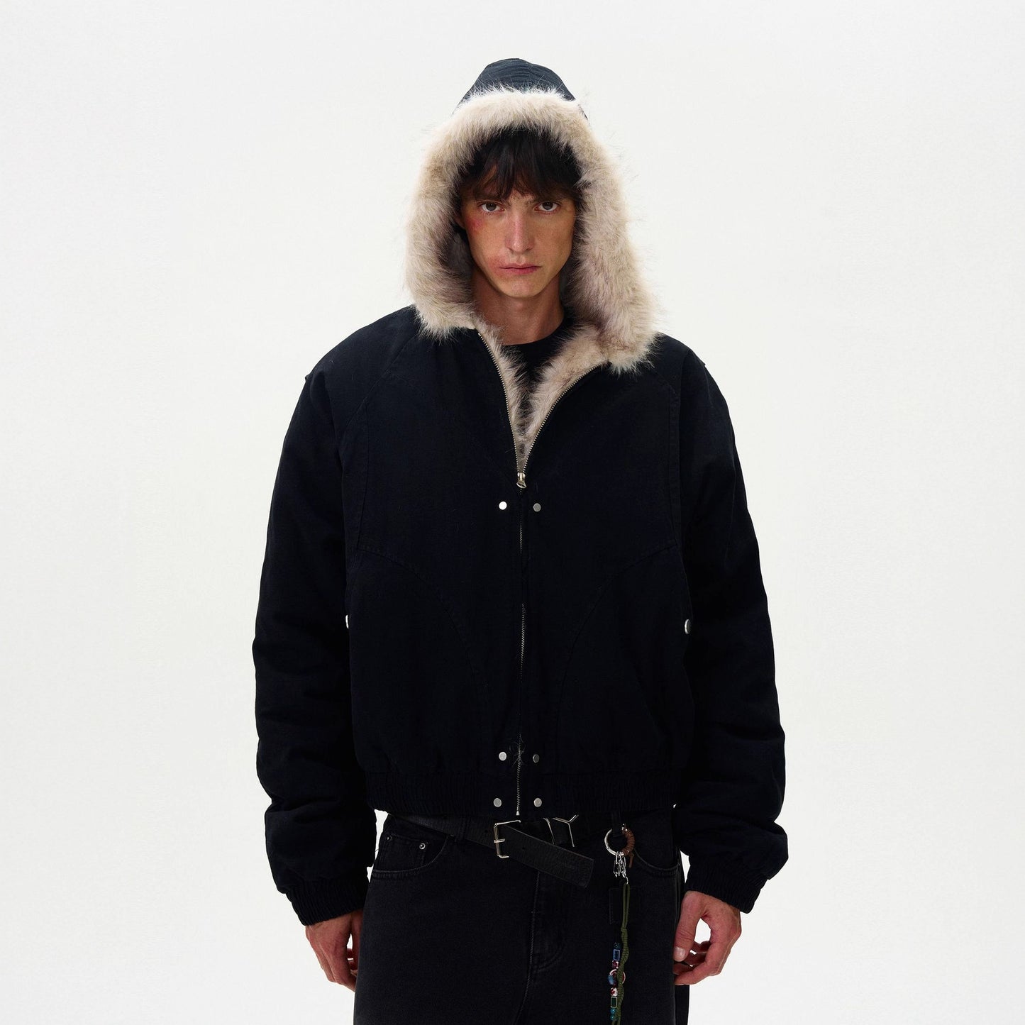 American Retro Niche Deconstructed Patch Design Fleece Jacket