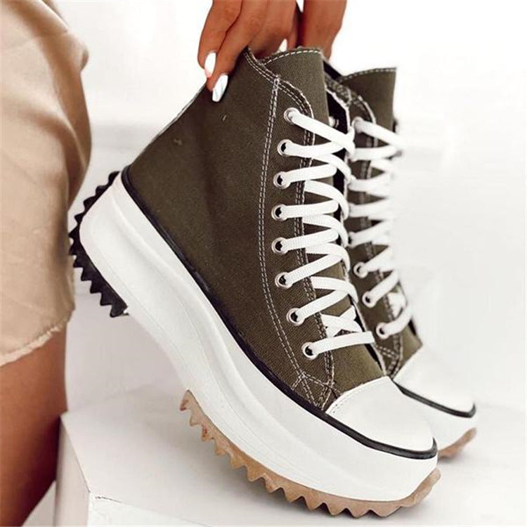 Women's Viscose High-top Platform Solid Color Canvas Shoes  Adult
