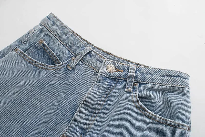 Female angel print loose and thin high waist all-match denim harem pants