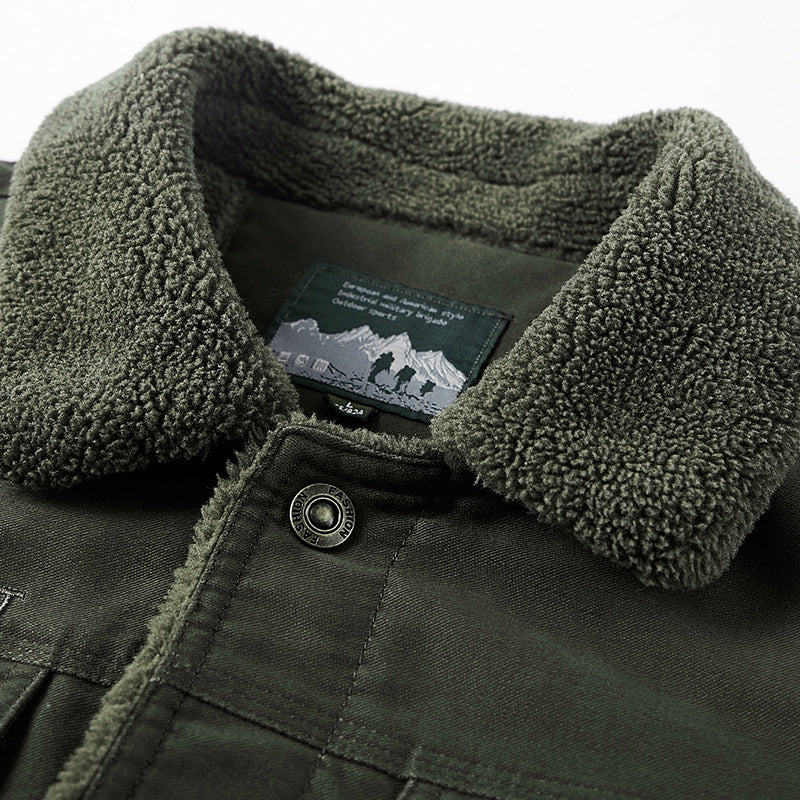 Men's Plus Size Cotton Multi-pocket Thermal Jacket