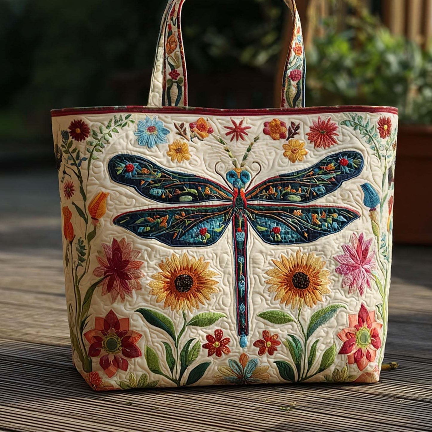 New Digital-print Tote Bag With A Personalized Floral Design In Canvas