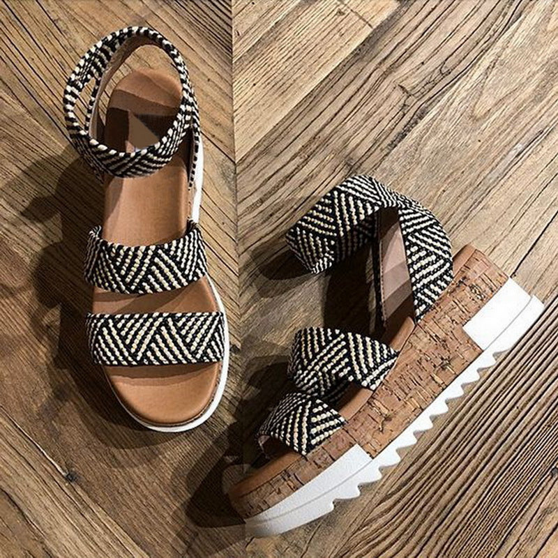 Women's thick-soled hemp rope straw sandals