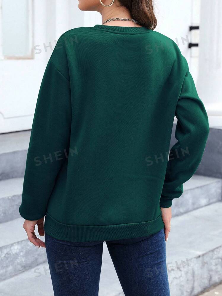 Essnce Leopard Heart Print Drop Shoulder Sweatshirt
