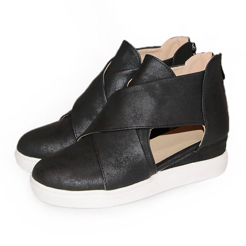 New style zipper wedge women's shoes