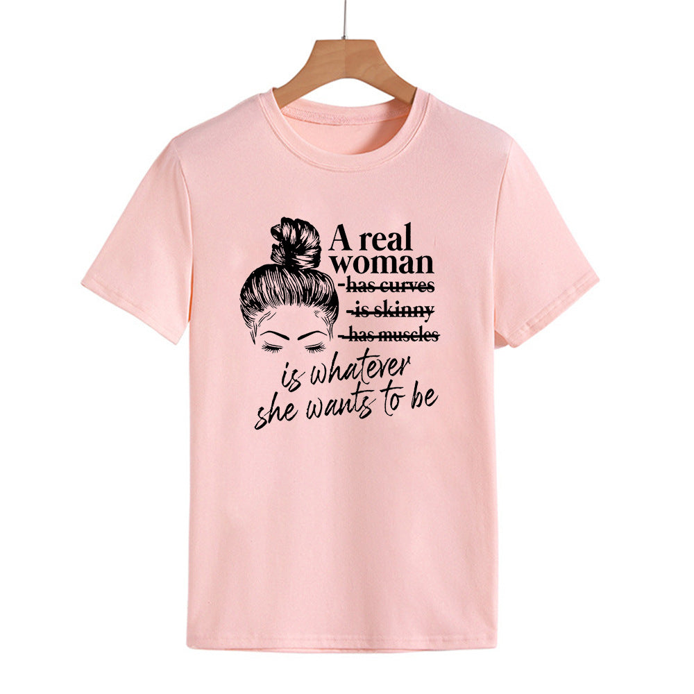 T-shirt med bogstavprint, rund hals og korte ærmer