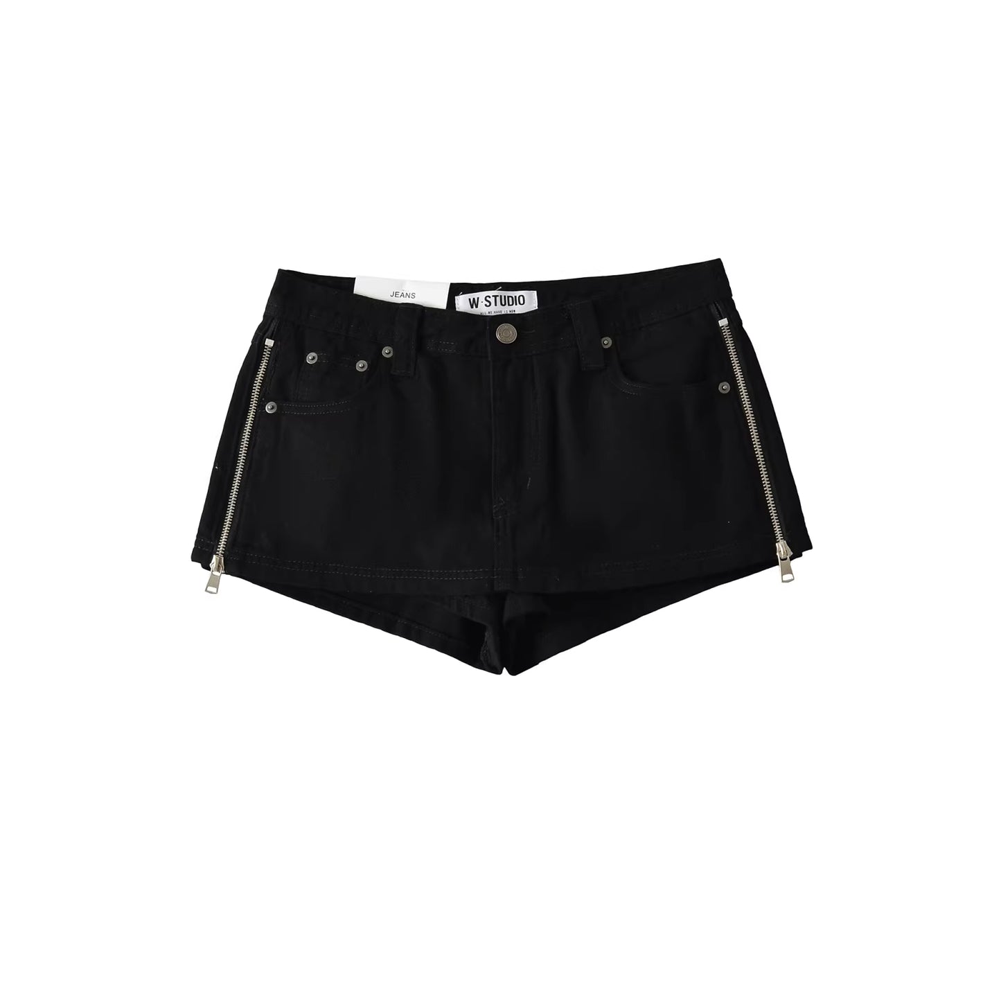 Womens Fashion High-Waisted Denim Skirt With Side Zipper