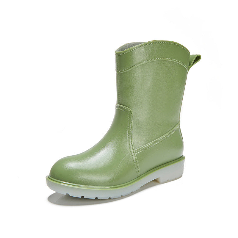 Waterproof Rubber Shoes Wear-resistant Mid-tube