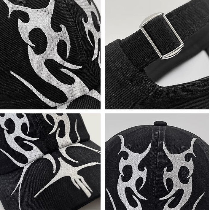 Embroidered Flame Baseball Cap Unisex Streetwear For Trendsetters Perfect For Any Look