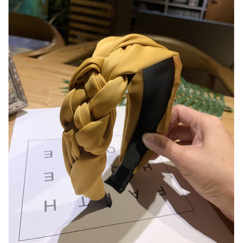 Korean Version of Solid Color Braided Wide-brimmed Fabric Headband