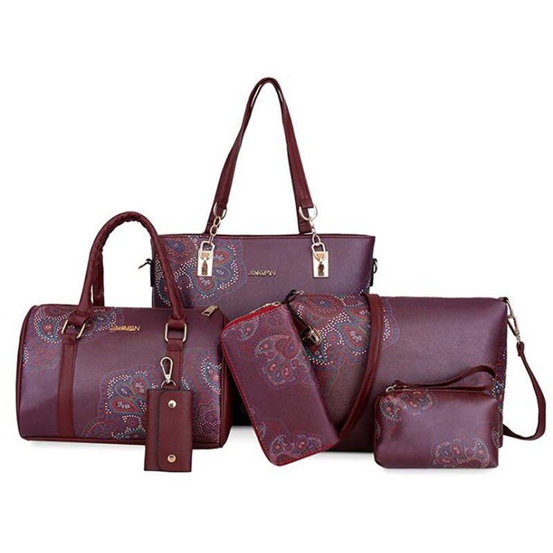Six piece portable women's bag set