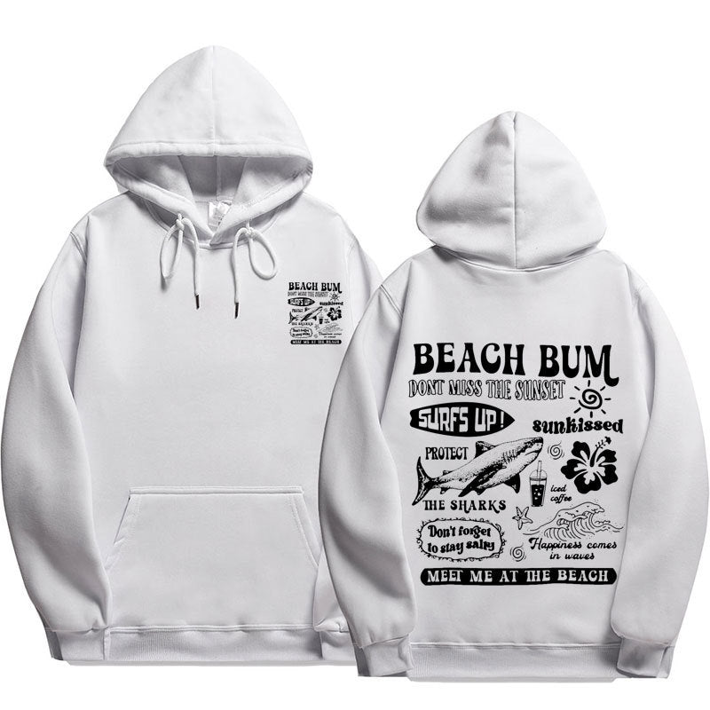 Printed Cuff Thread Hoodie Sweater Top