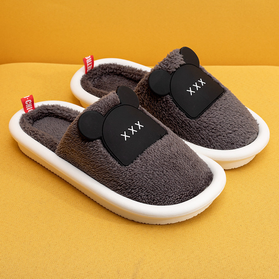 Cartoon couple warm Baotou cotton tow male autumn