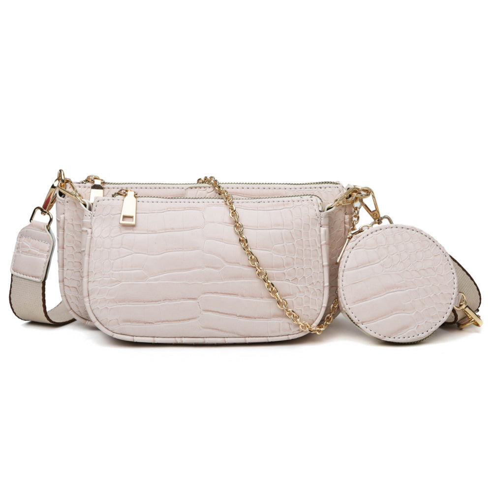 PU Leather Picture-mother Three-piece Crossbody Bag
