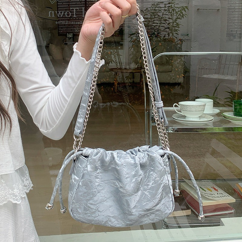 New Chinese Style Pleated Chain Cloud Niche Commuter Summer All-matching Crossbody Bag For Women