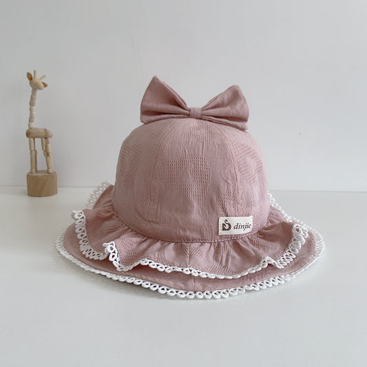 Bow Double Ruffle Brim Soft Princess Hat Basin