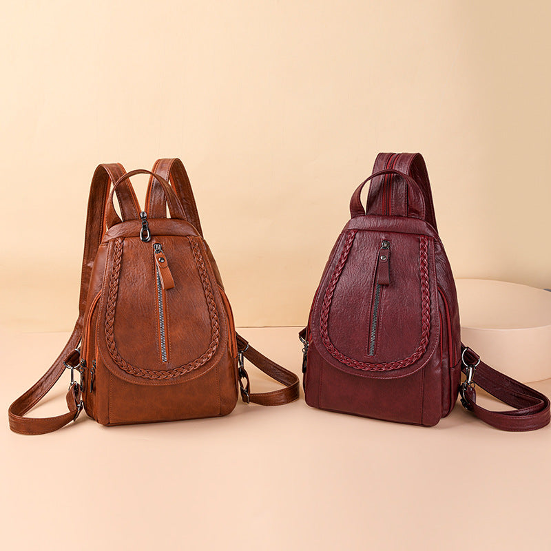 New Large Capacity Soft Leather Women's Backpack