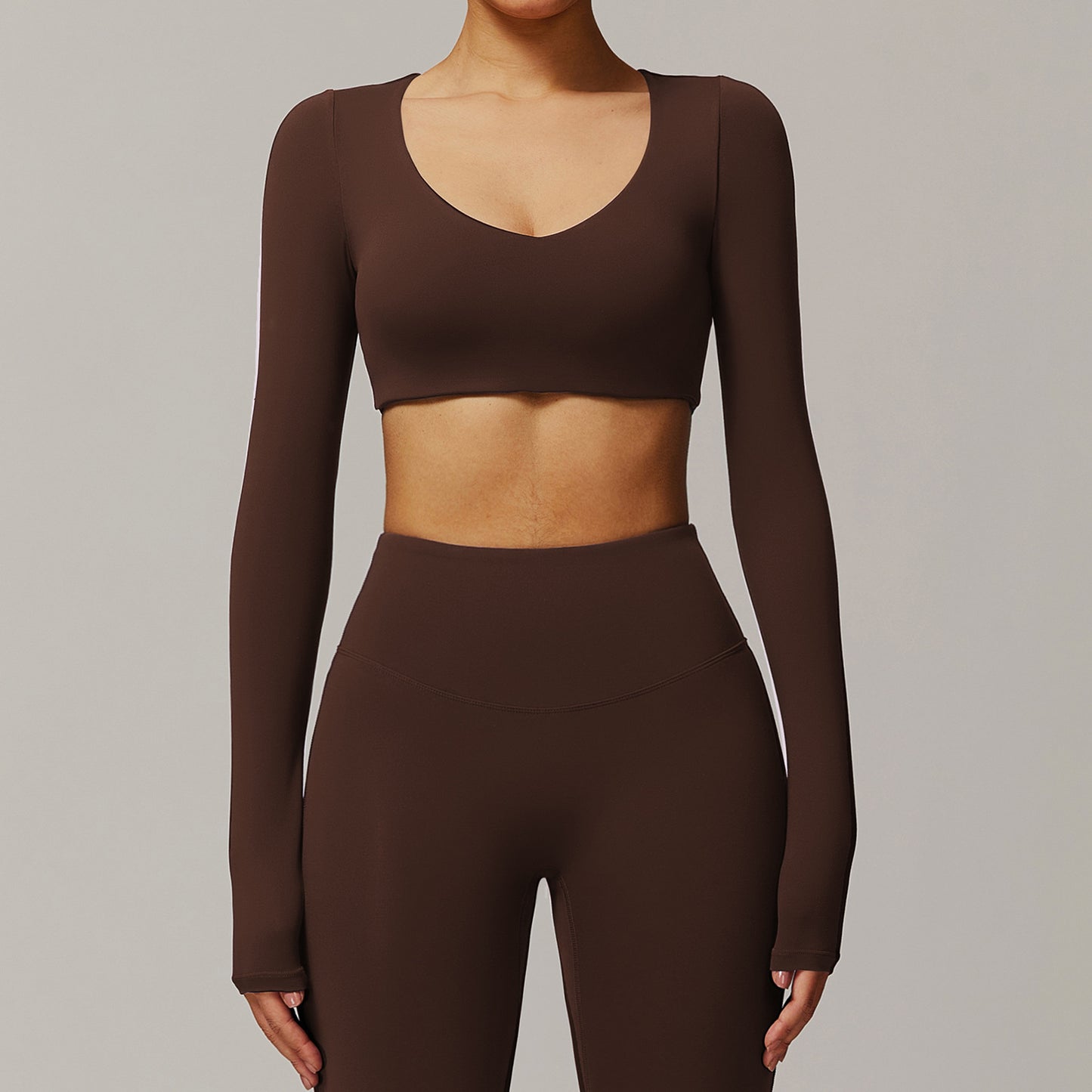 Tight Quick-drying Yoga Long-sleeved Women's V-neck Short Top Fitness T-shirt