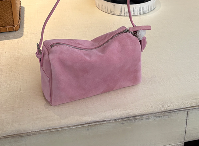 Niche-design Zippered Suede Tote And Shoulder Bag