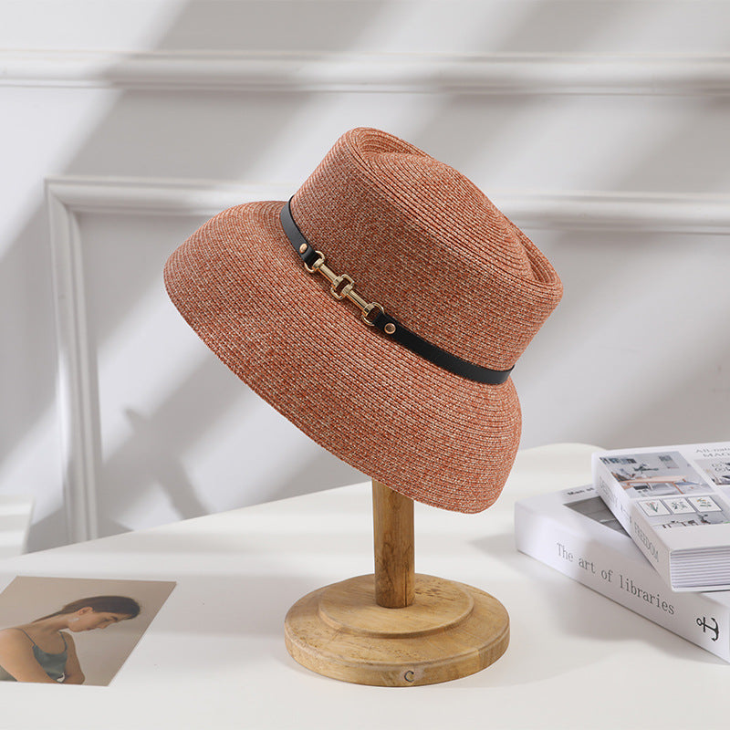 Women's Belt Chain Bell Type Sun-proof Straw Hat