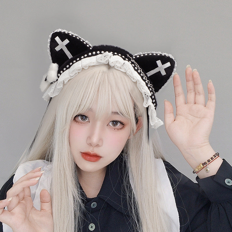 Dark Goth Wind Rivet Cat Ear Hair Band