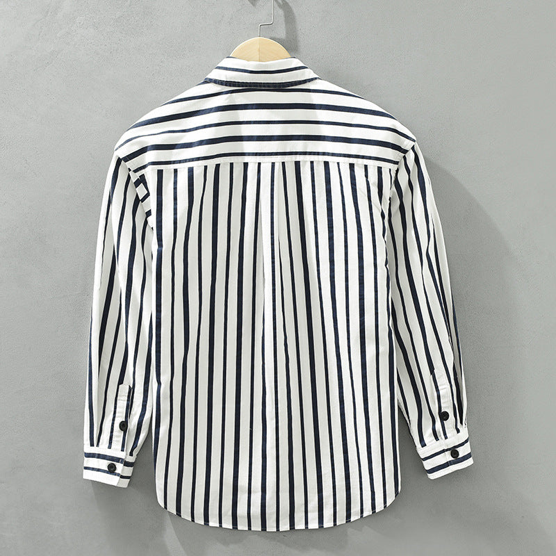 Young Men's Loose Re-work Striped Shirt