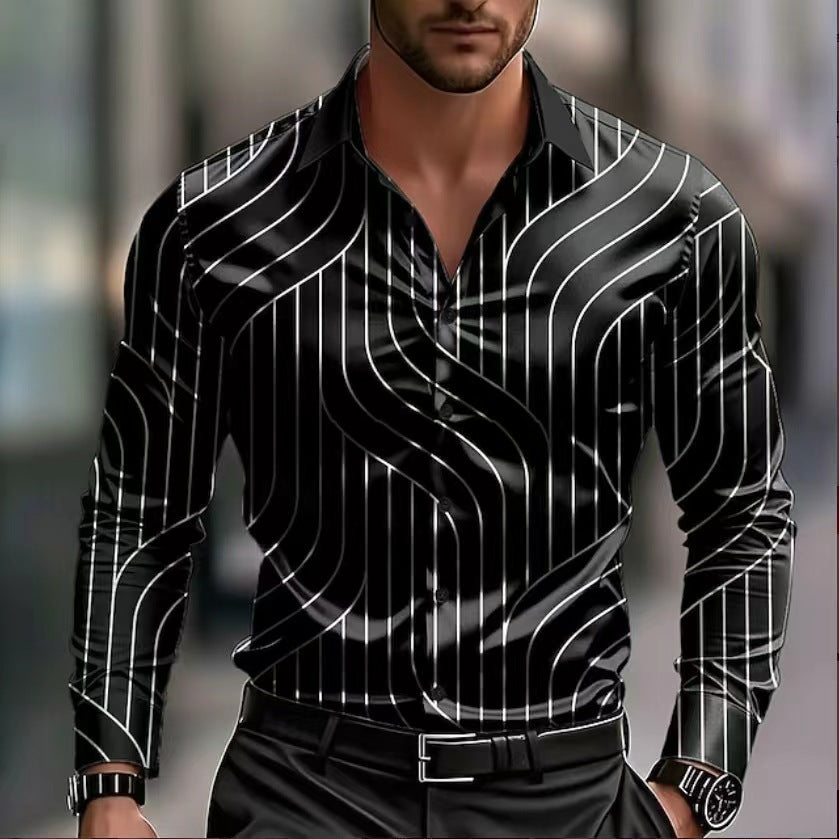 Men's Long-sleeve Casual Breathable Shirt With A Turn-down Collar