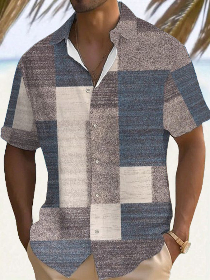 Retro Men's Fashion Plaid Printed Casual Shirt
