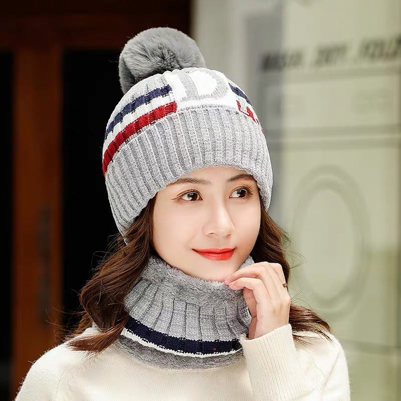 Hat Women's Fleece Scarf Suit Warm