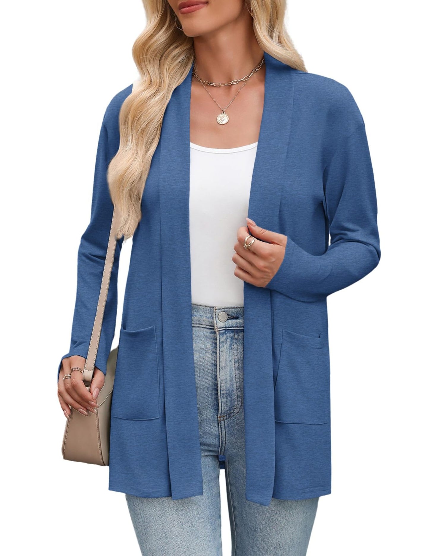 Women's Casual Loose Long Sleeve Pocket Cardigan