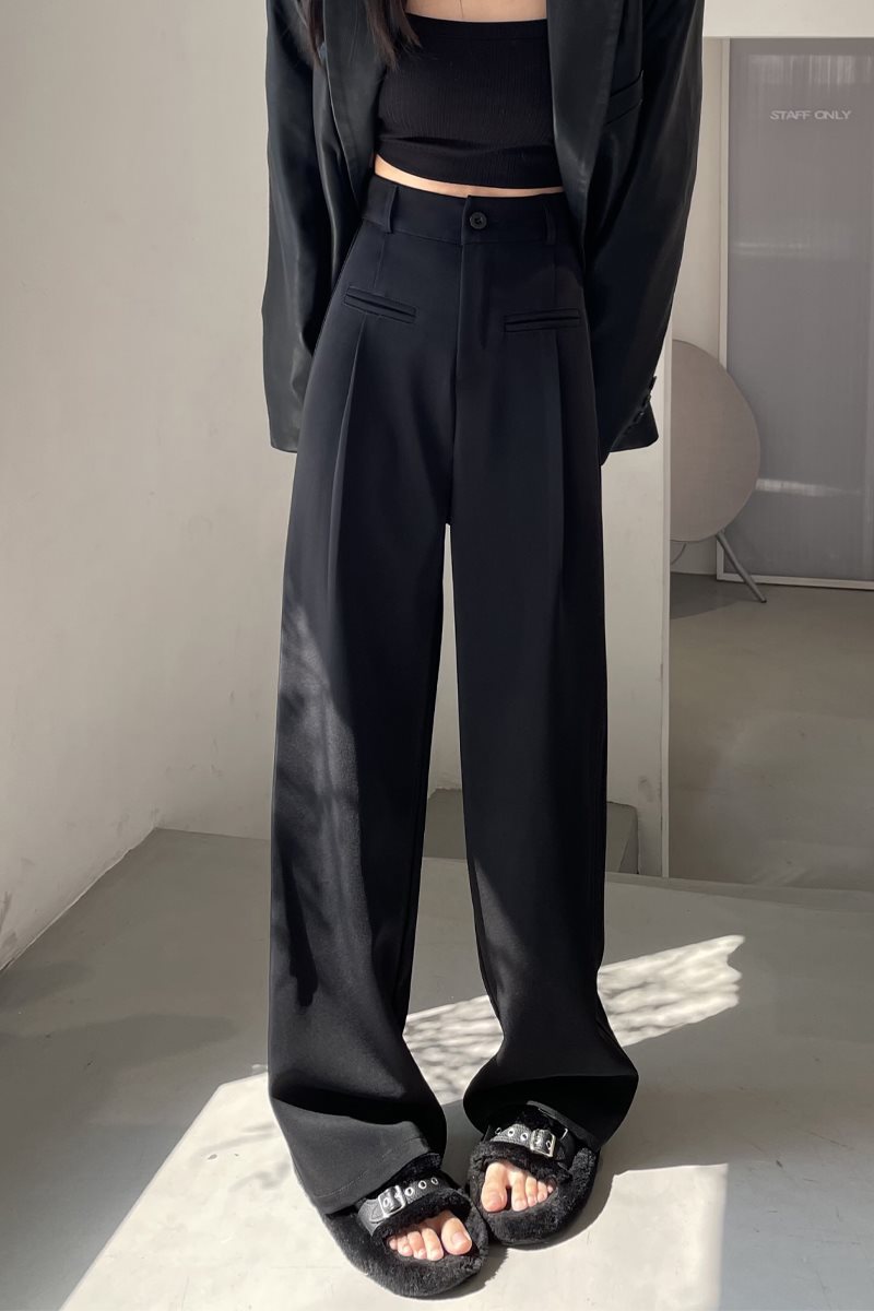 Casual High Waist Drooping Suit Mopping Purple Pants