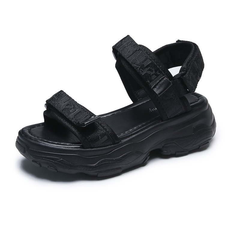 Women's Platform Sports Style One-line Peep Toe Velcro Sandals