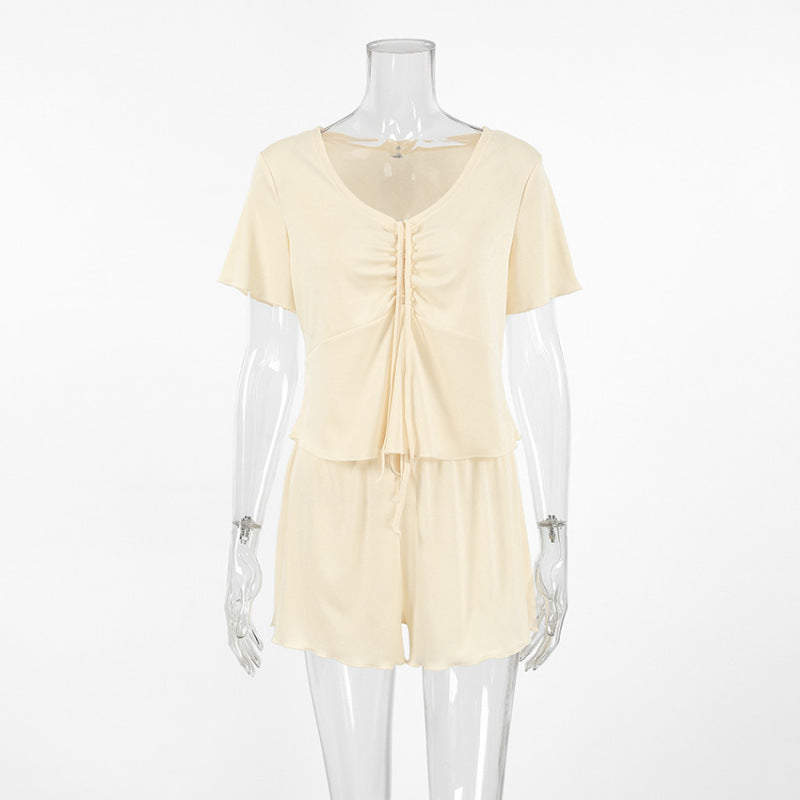 Drawstring Inner Shorts Two-piece Set