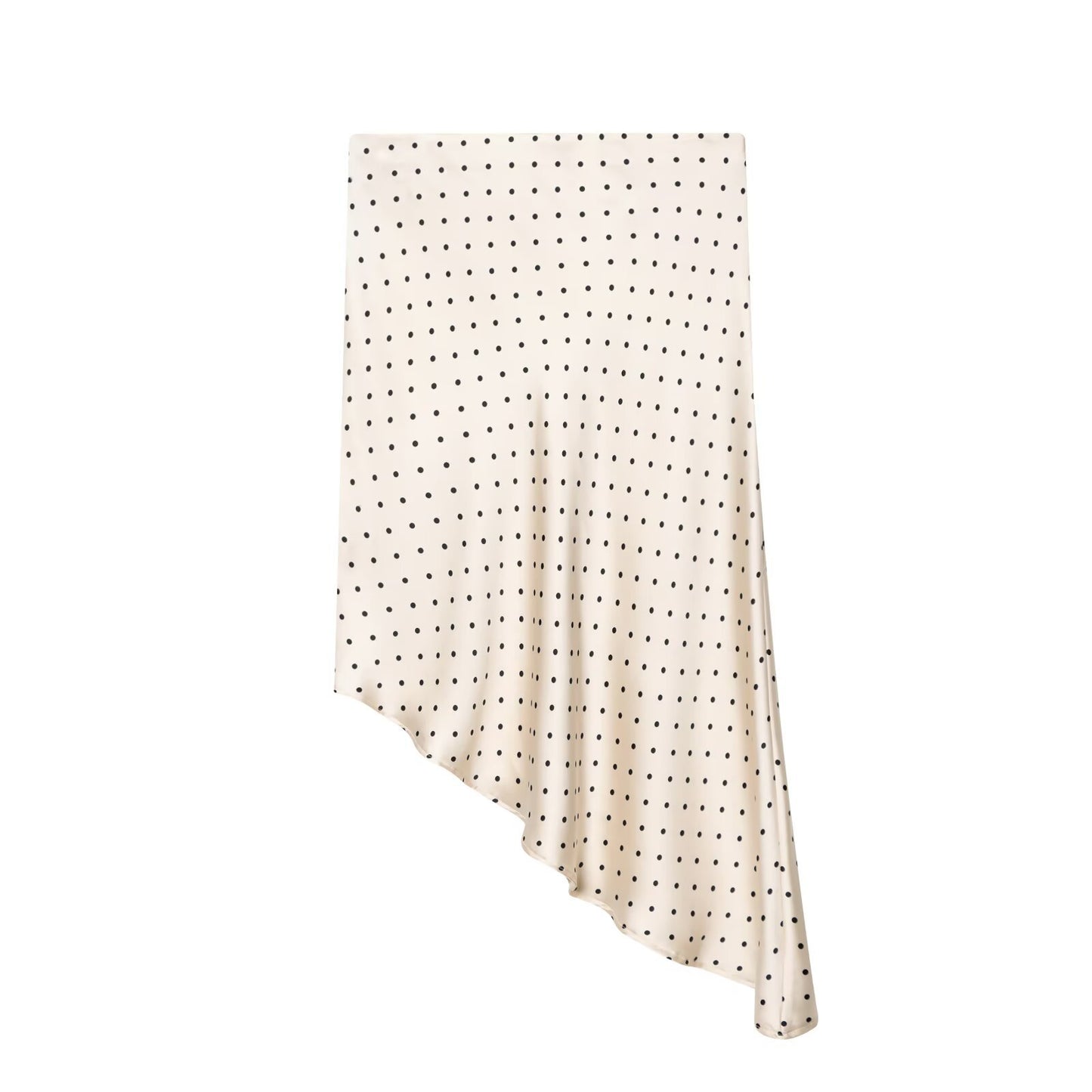Womens Asymmetrical Polka-Dot Silk-Texture Skirt