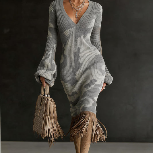 Womens Knitted Effect Sweater Dress