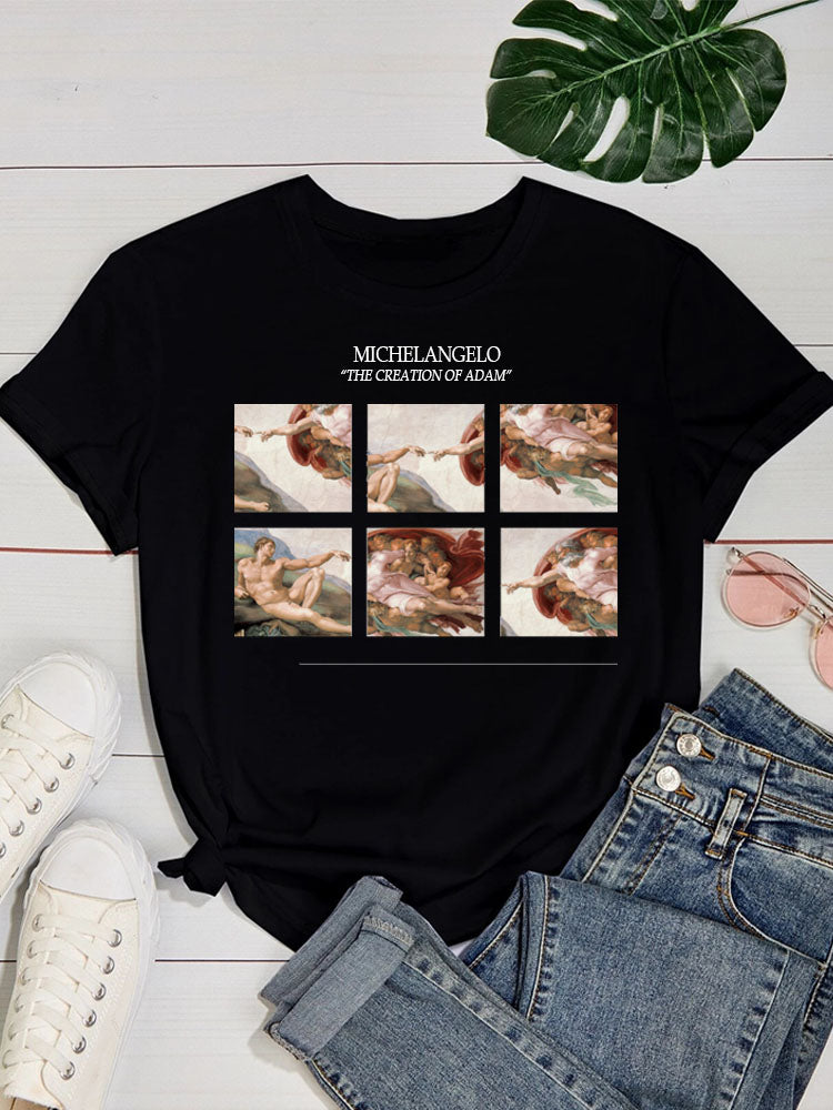 European And American Alphabet Print Short-sleeved T-shirt