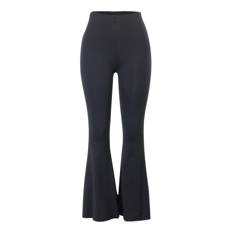 European And American Black Casual Fashion All-match High Waist Slim Sexy Hip Flared Pants