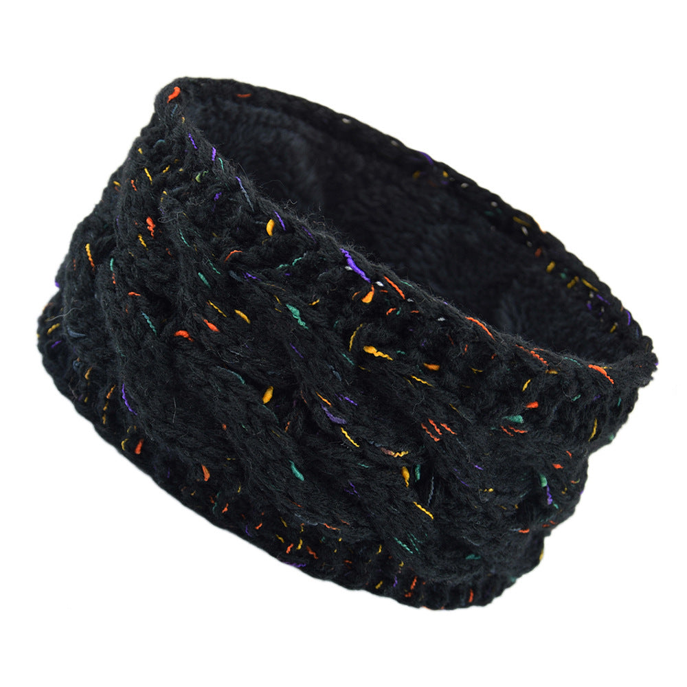 European And American Plus Velvet Knitted Hair Band Wool Color Dot Yarn Headband Variegated Warm Hair Accessories