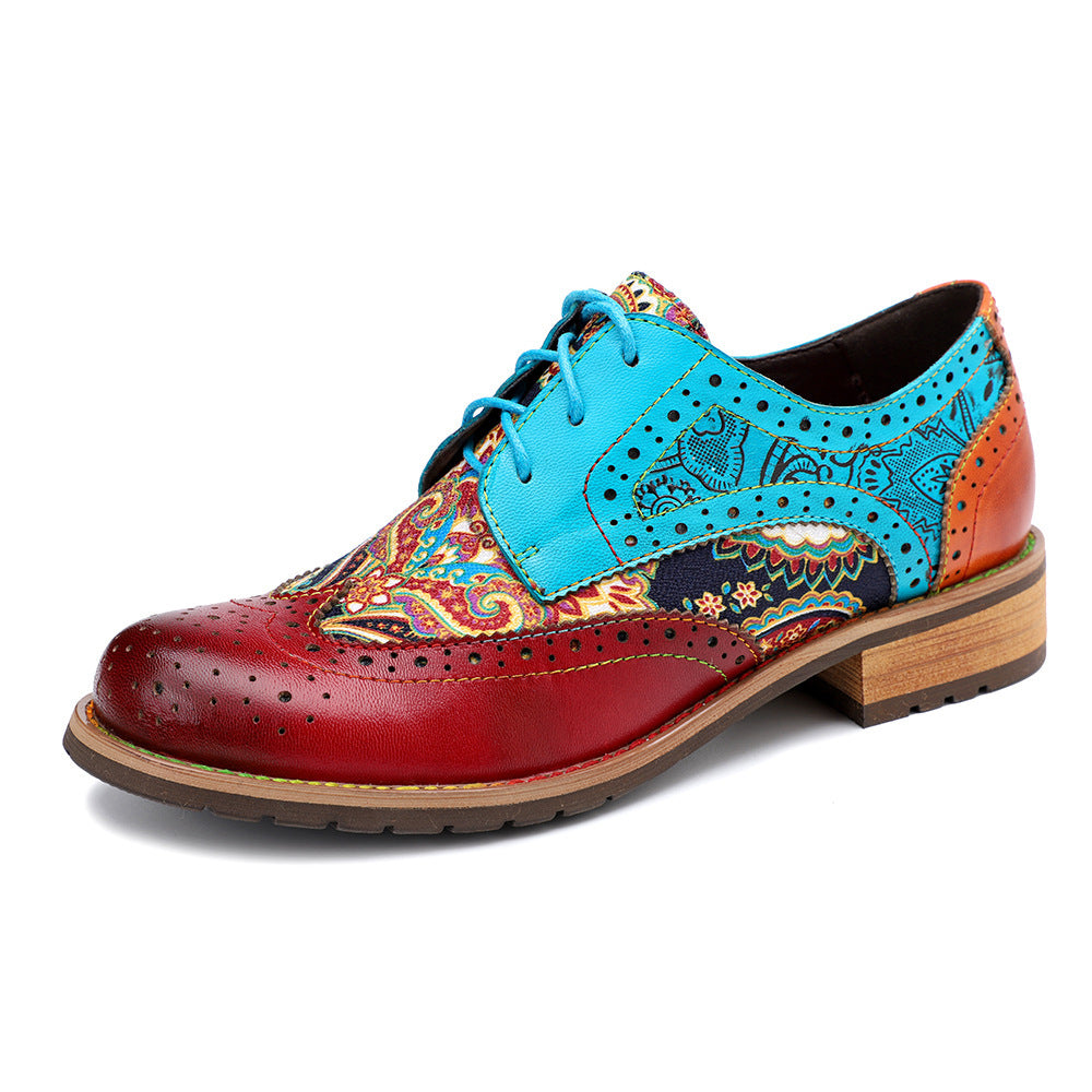 Casual Retro Ethnic Style Brogue Leather Shoes