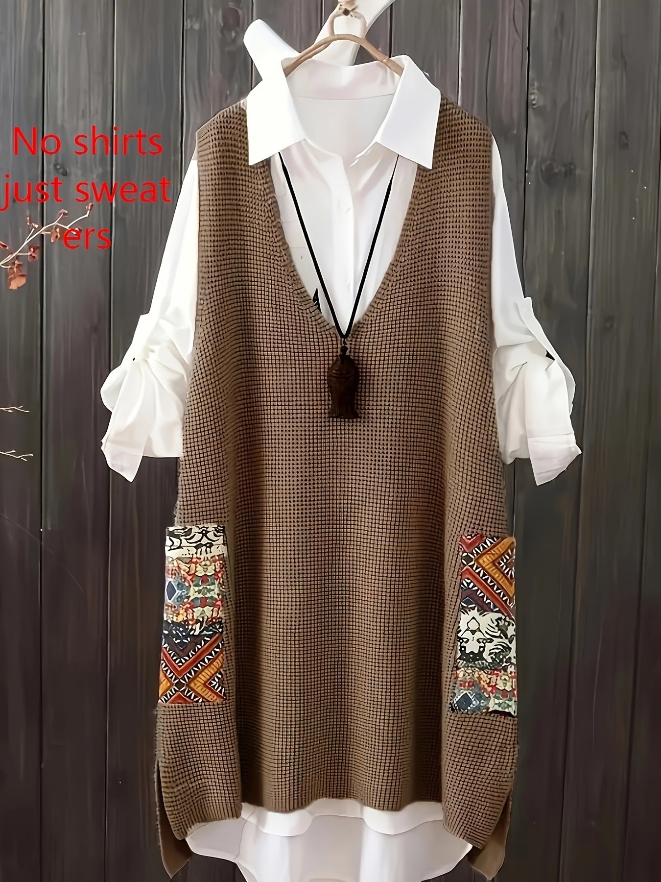 Women's Knitted Vest Loose V-neck