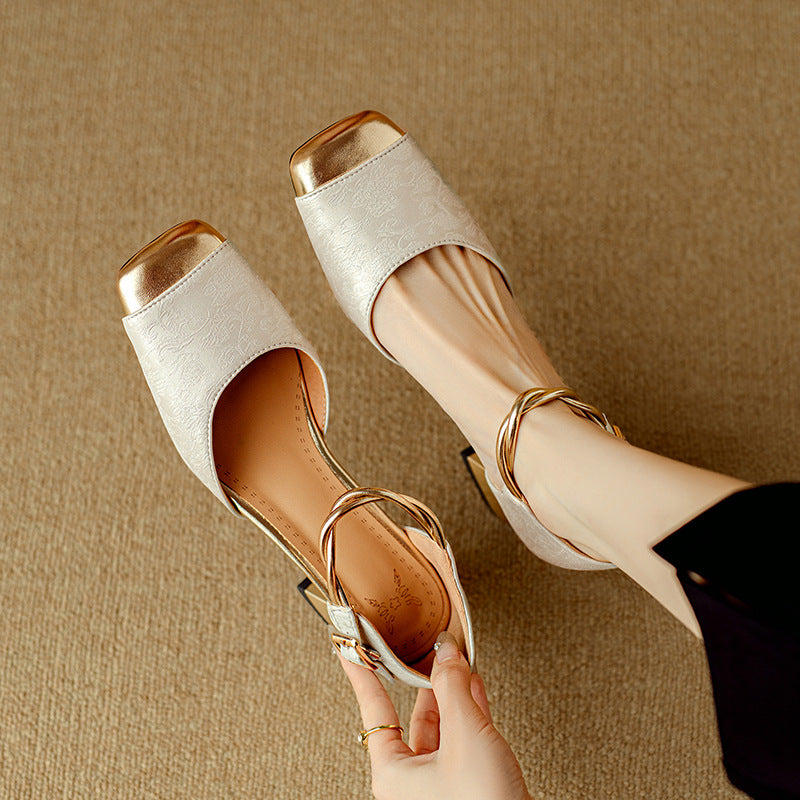 New Chinese-style Closed-toe Hollow-out Sandals For Women