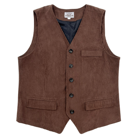 Mens Corduroy Vest With Patchwork Pockets And Outer Jacket
