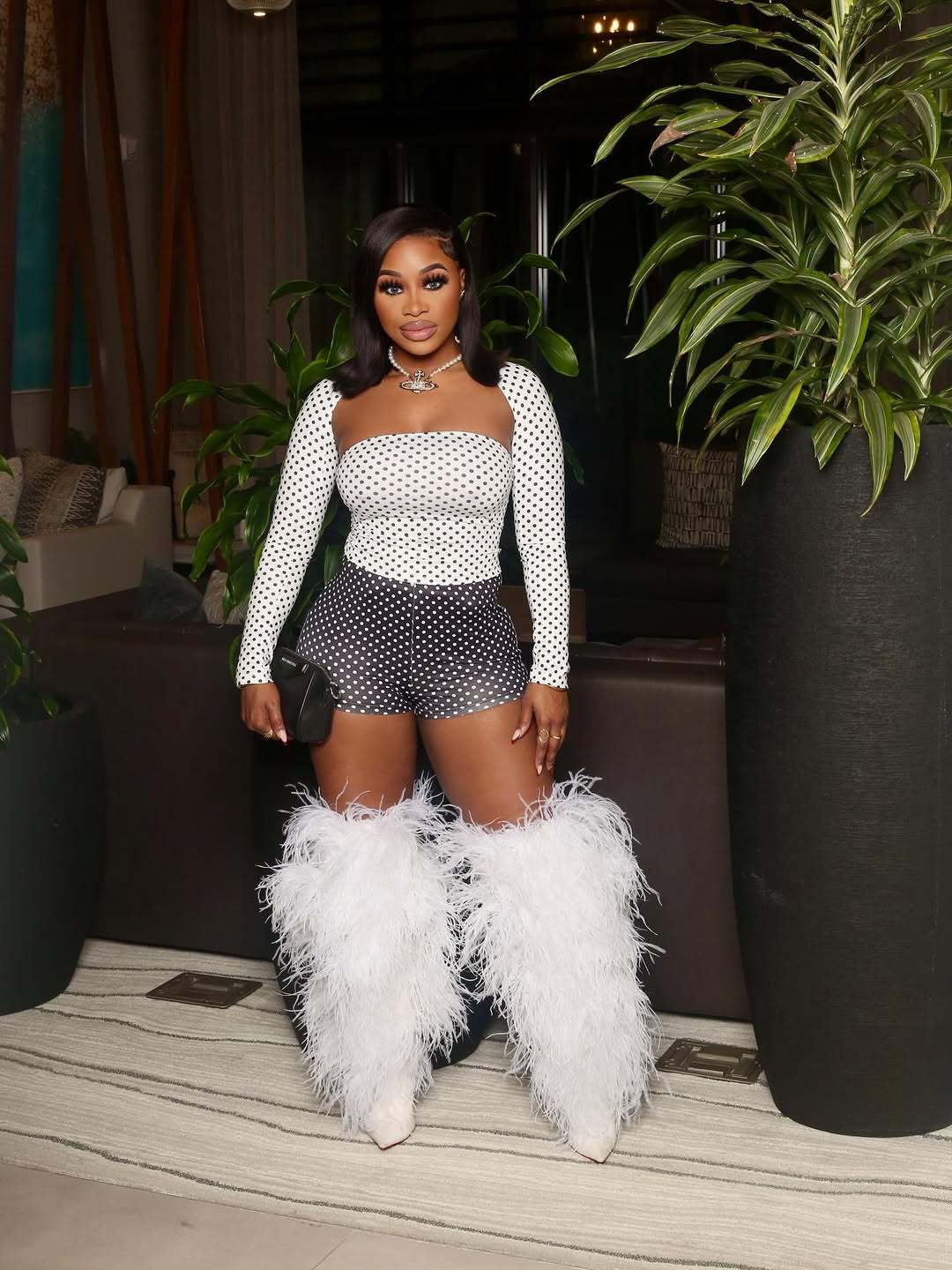Figure-hugging, Sexy Tube Top And Shorts Set