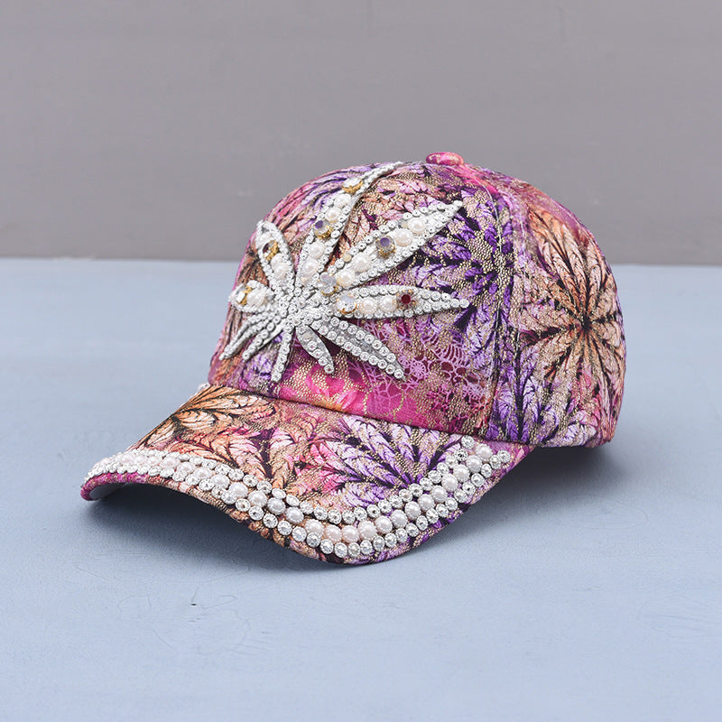 Outdoor Colorful Handmade Pearl Baseball Hat