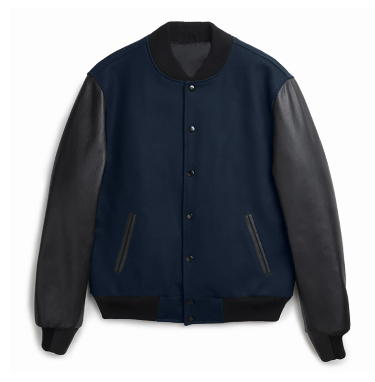 Men's PU Leather Sleeve Spliced Flight Jacket