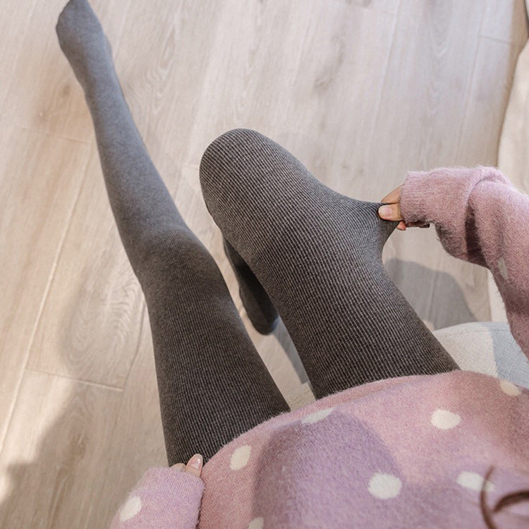 Pure Cotton Leggings Outer Wear High Waist Abdomen Buttocks Plus Velvet Thick And Seamless