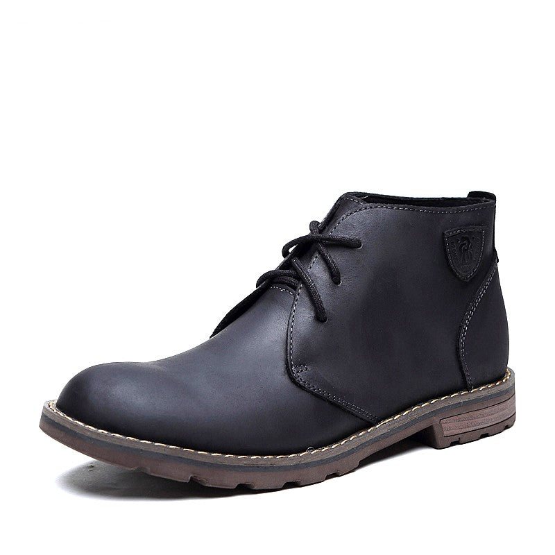 Leather Casual Mid-gang Crazy Horse Cowhide Round Head Doc Martens Boots