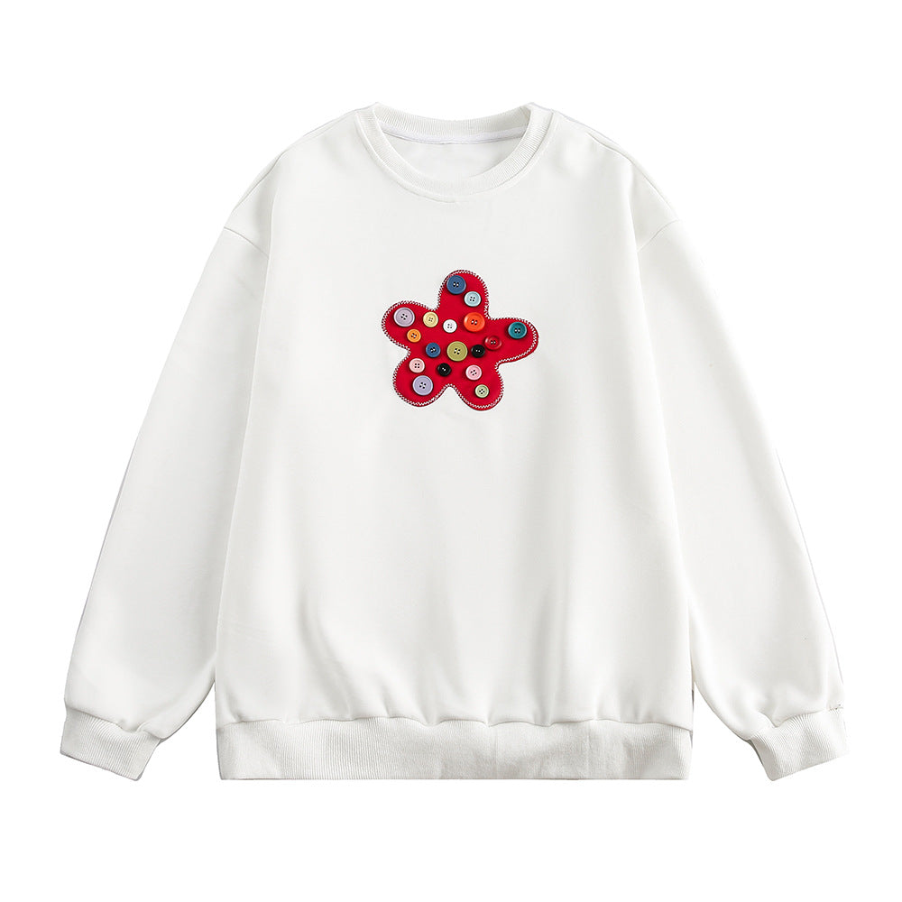 Flower Patch Loose Round Neck Sweater