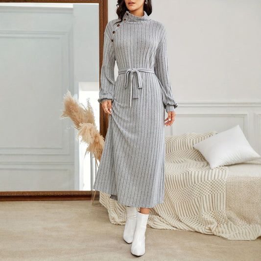 New High Neck Long Sleeve Dress