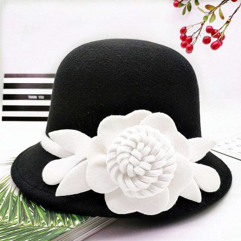 Retro Black And White Flower Fashion Hat Casual