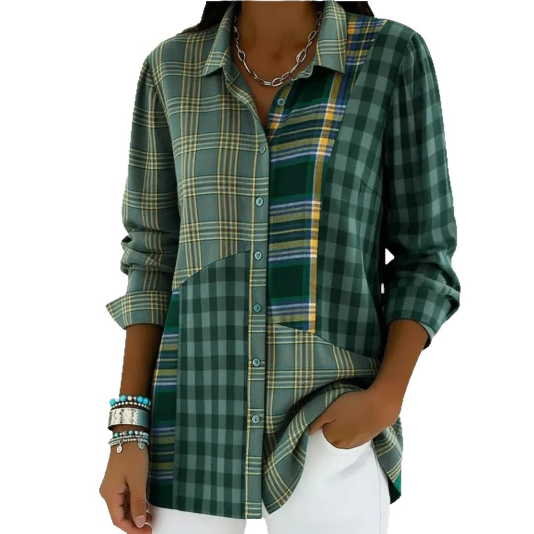 Womens Factory-Custom Long-Sleeve Contrast-Color Shirt